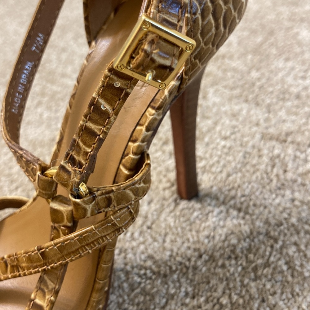 TORY BURCH ELIZABELLA REAL LEATHER STRAPPY CROCODILE STILETTOS - Picture 8 of 10